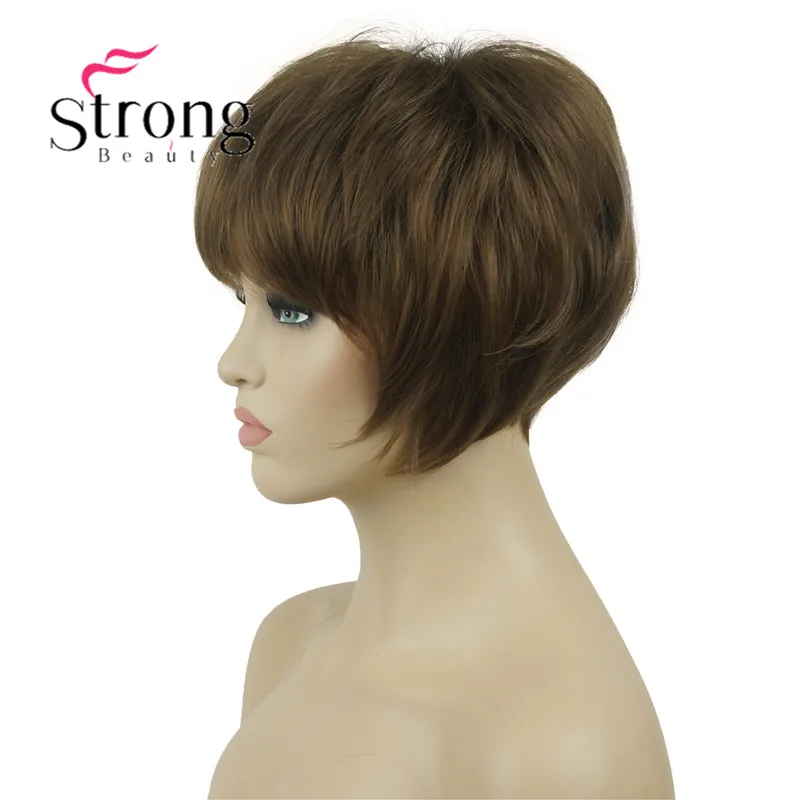12 Lt Brown StrongBeauty короткий мягкий слоистый парик Омбре блонд полный синтетический парик - Цвет: 12 Lt Brown