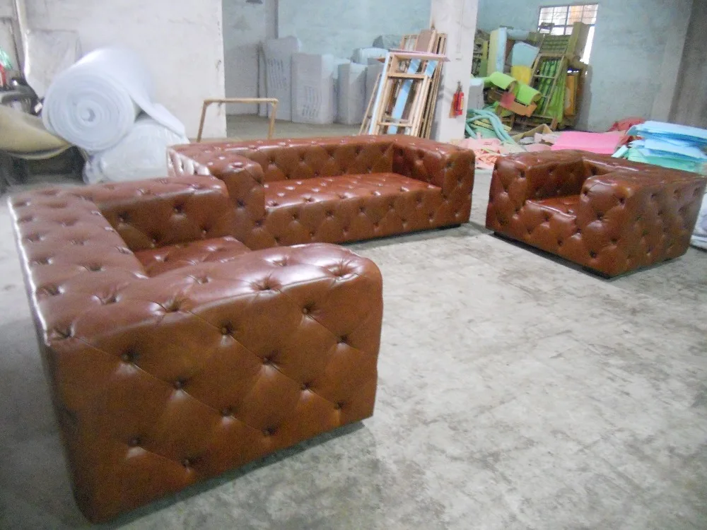 Диван для гостиной/деревянный диван в европейском стиле/кожаный с воском масла