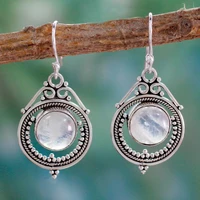 new ethnic bohemia dangle drop moonstone earrings for women tibetan silver earring vintage earings fashion jewelry party gifts