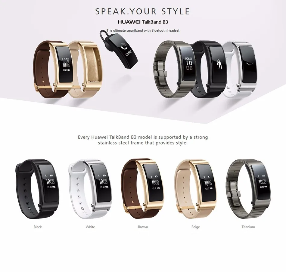 Huawei talkband B3 Talk Band, Блютуз, умный Браслет Фитнес переносной Спорт Совместимость смарт мобильный телефон браслет