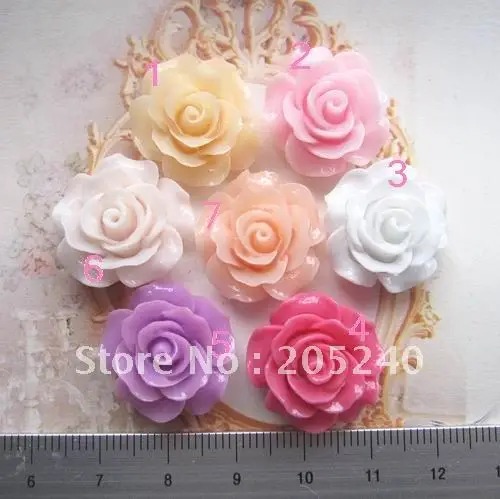 

35pcs flat back resin flower many colors mixed 35pcs 21mm