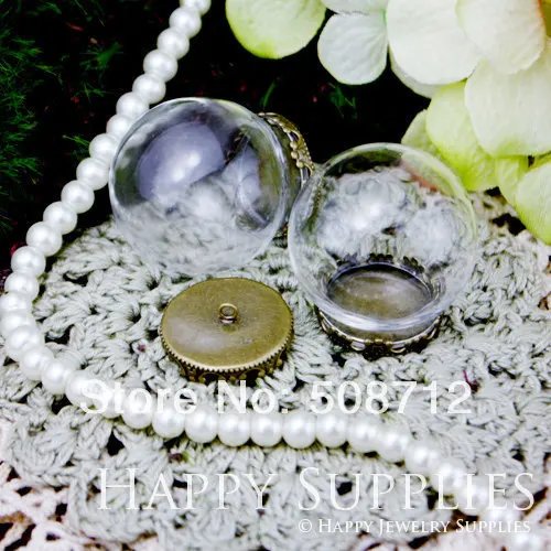 20sets 30mm (opening 20mm) Large Clear Glass Globe Bottle with Antique Bronzed Brass Crown Cover Link Chain | Украшения и