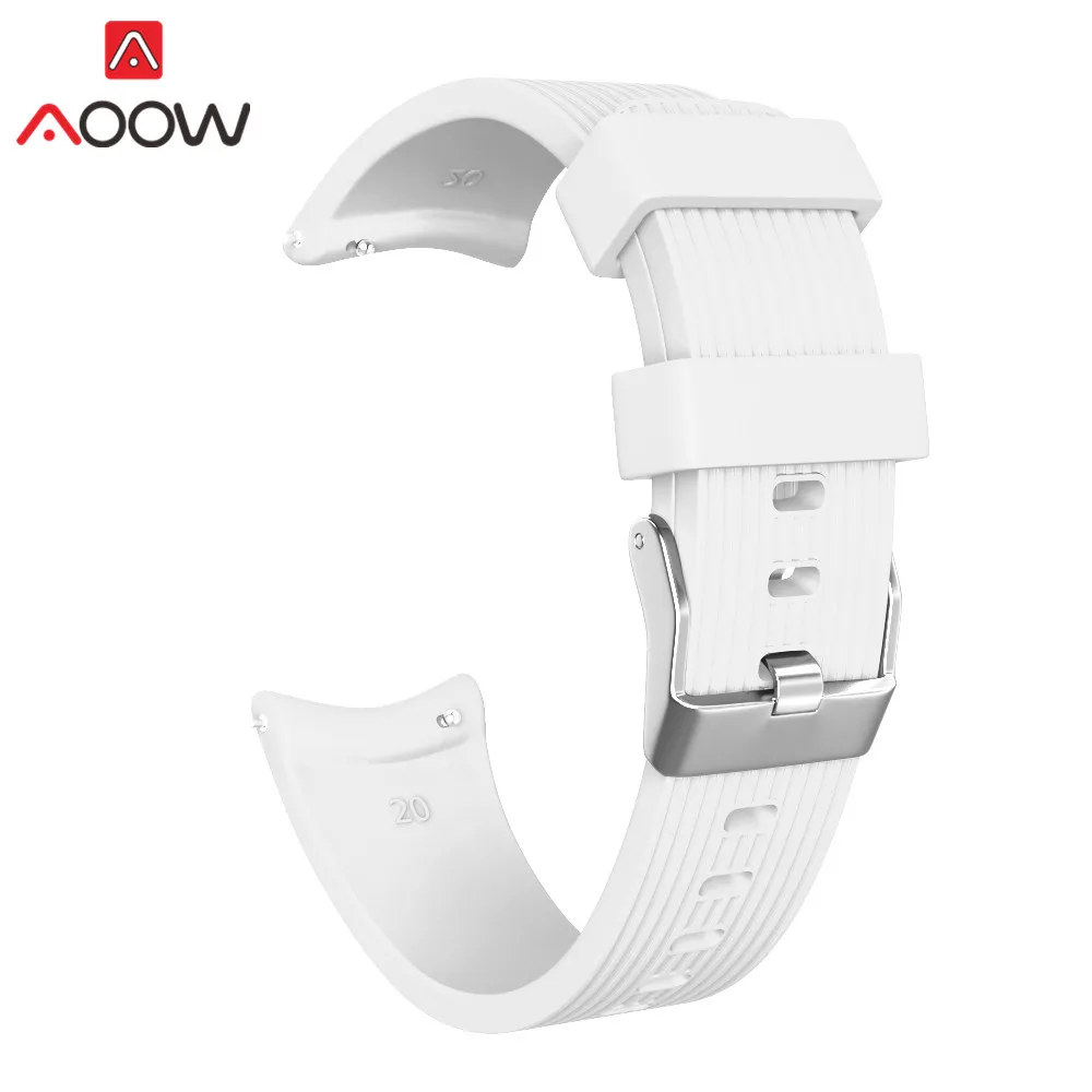 White 20 мм силиконовый ремешок для часов samsung Galaxy Watch Active 42 мм gear S2 SM-R810 SM-R500 полосатый резиновый спортивный браслет - Цвет ремешка: White
