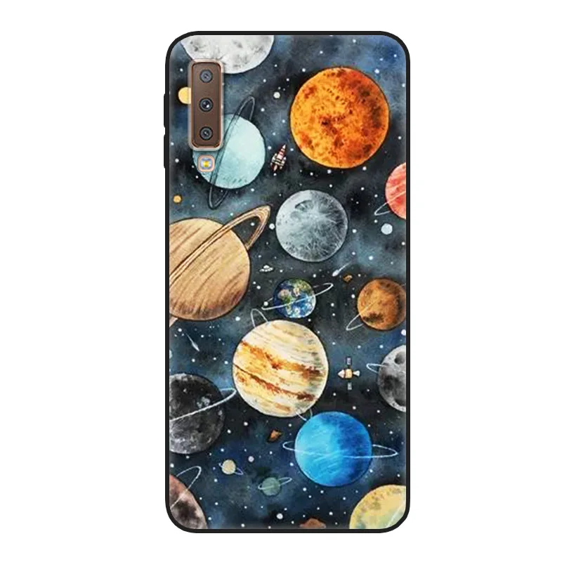 Черный силиконовый чехол для Samsung A7 2018 задняя крышка Galaxy A 7 Φ A750F A750 мягкий из
