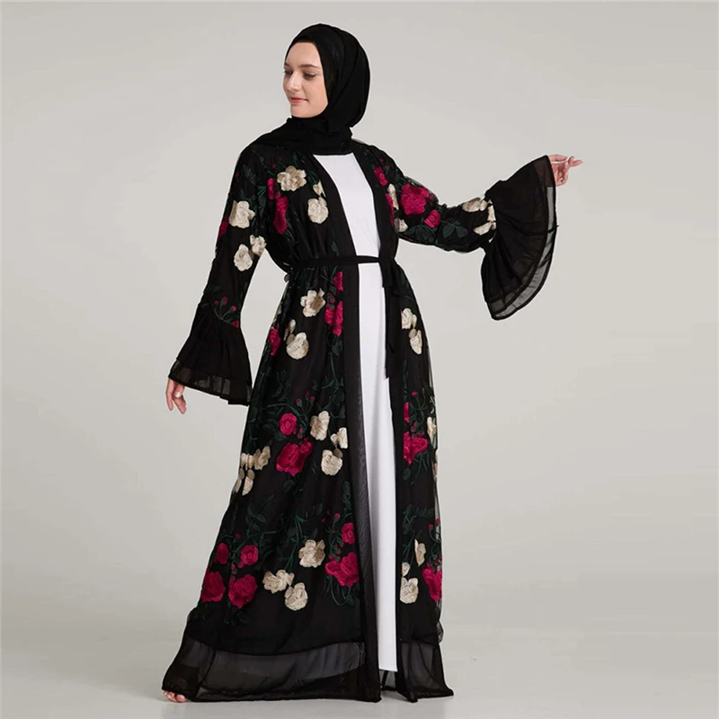 Женское кимоно с блестками Abaya мусульманское платье вышивкой в стиле Рамадан