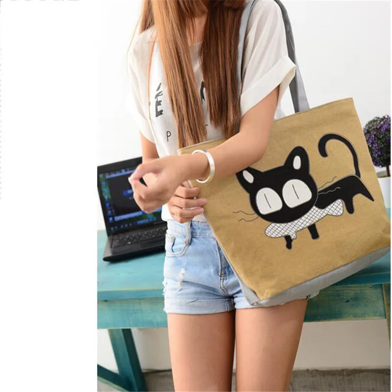 New Fashion Trend Cat Print Apparel Shoulder Bag Hot Sale Woman Messenger Handbag Big Shopping Bags | Багаж и сумки