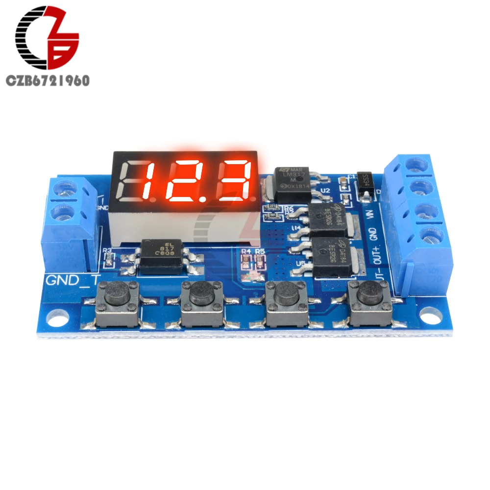 Реле задержки времени двойной LED реле задержки времени, DC 12 В, 24 В AliExpress