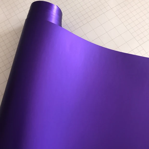 Purple Матовый металлический хромированный виниловая пленка для автомобиля с воздушным пузырьком фиолетовая атласная металлическая наклейка из фольги для автомобиля обертывание ping покрытие - Название цвета: Purple