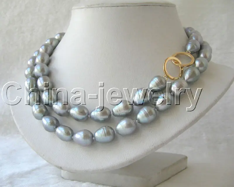 

P2802 - 33" 13mm natural gray baroque freshwater pearl necklace -free shipping