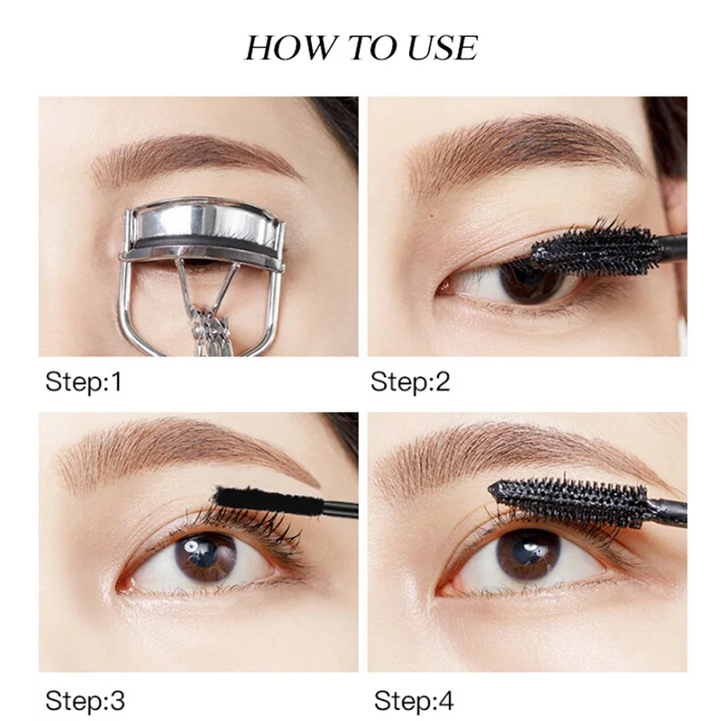 

2pcs False Eyelashes + Mascara 4D Silk Fiber Eyelash Length Thick Volume Express Black Lash Eye Makeup Set Waterproof Maquiagem