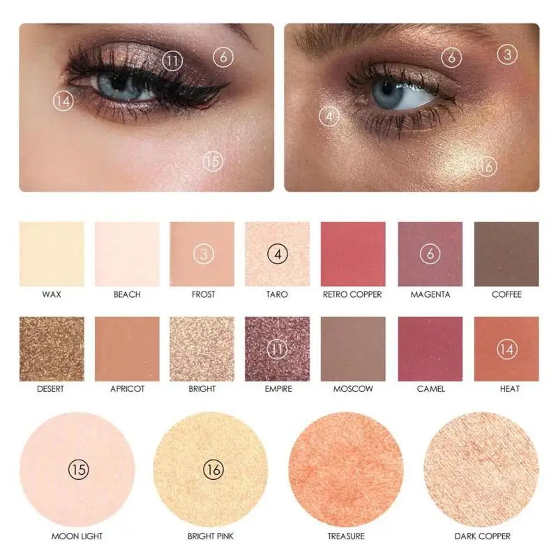 FOCALLURE 18 Colors Eyeshadow Palette Matte Diamond Glitter Matallic Eye Shadow Pigment Earth Color Smokey Makeup B3 |