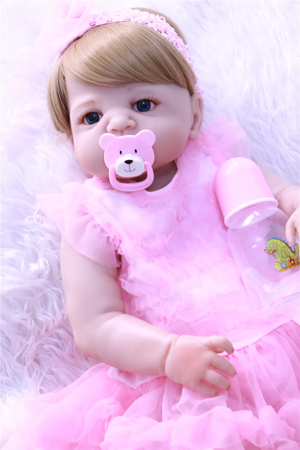 

Bebe NPK reborn girl dolls 22 "55 см силиконовые куклы для всего тела розовое платье куклы принцессы подарок bonecas reborn
