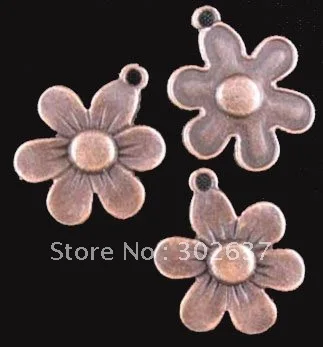 

FREE SHIPPING 75Pcs Antiqued copper plt Large flower charms A770C