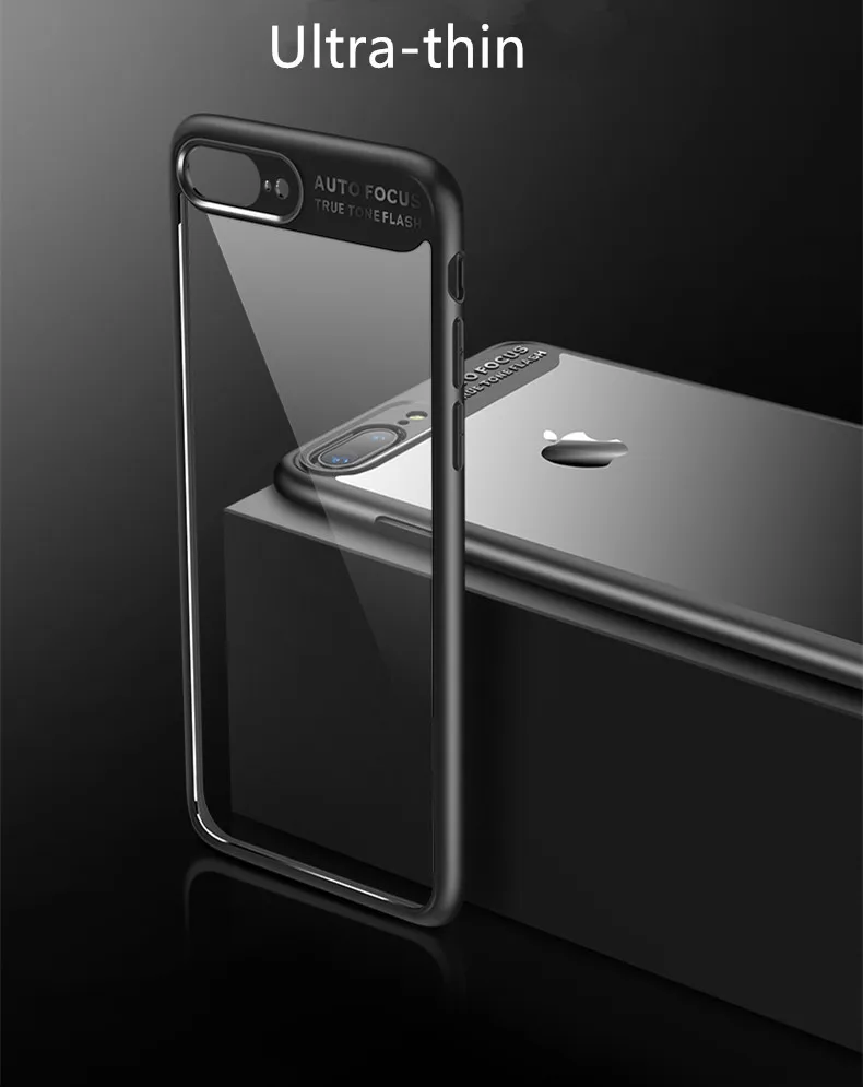 Роскошный тонкий прозрачный защитный чехол для iphone 8 7 6 6s Plus Hybrid PC + TPU бампер