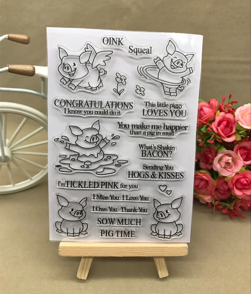 

Lovely pig stamp Clear Stamp for Scrapbooking Transparent Silicone Rubber DIY Photo Album Decor K901