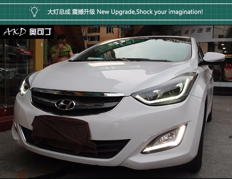 KOWELL автомобильный Стайлинг для фары для автомобиля Hyundai Elantra светодиодный 2011 фары DRL Объектив двойной луч H7 ксеноновые автомобильные аксессуары