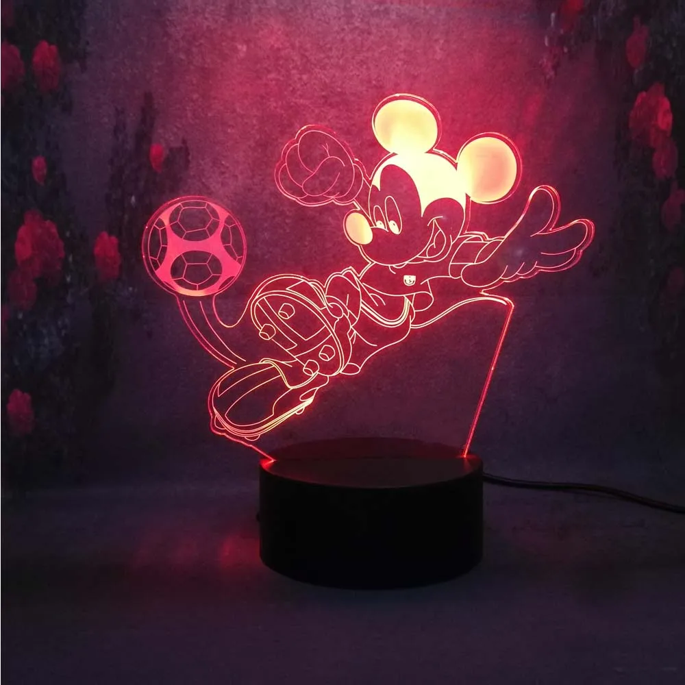 Lamparas de Lava LED 3d Night Lamp Love sport Mickey Creative Table Kid birthday Atmosphere Gift Decor illusion night light | Лампы и