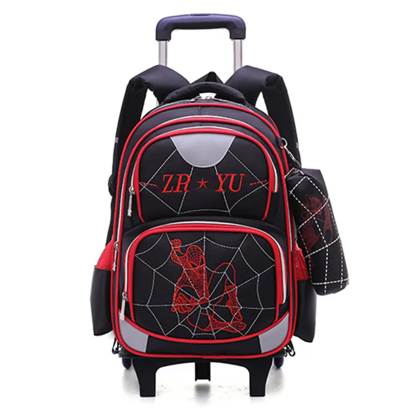 High Quality 2 - 6 wheel School Bag Detachable Backpack Fashion Trolley Kids Backpacks Children Cartoon Schoolbag Luggage Bags
