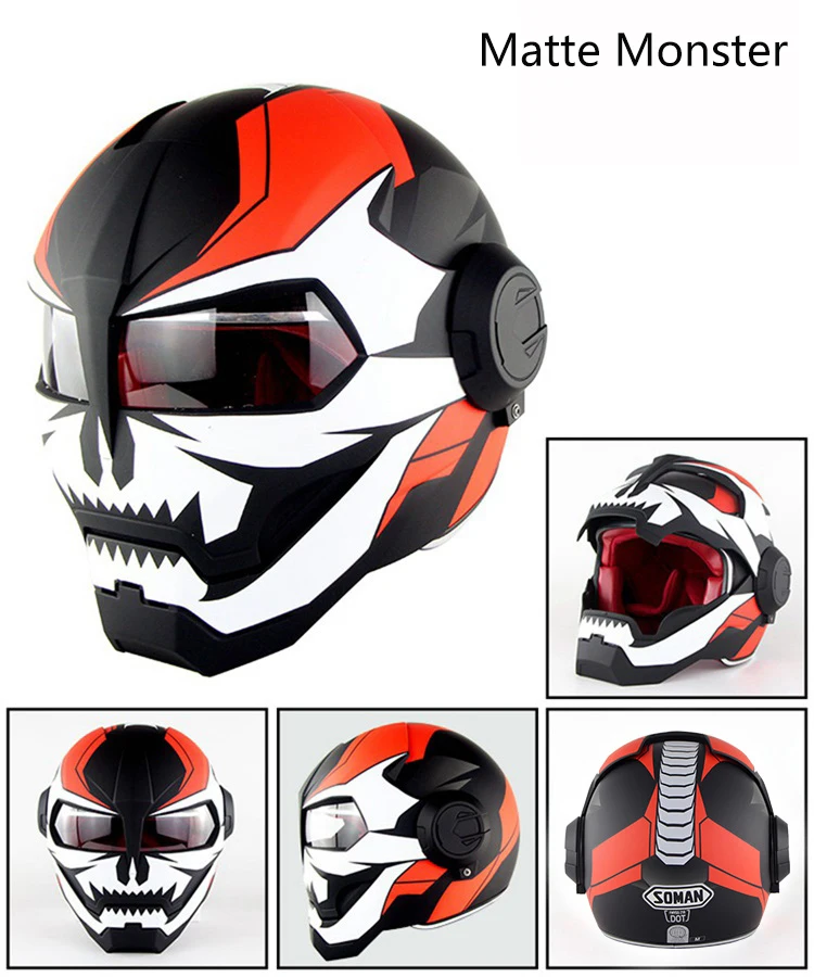 Робот Стиль Ironman Полный мотоциклетный шлем для езды на велосипеде Casco с открытым лицом Capacetes Soman SM515