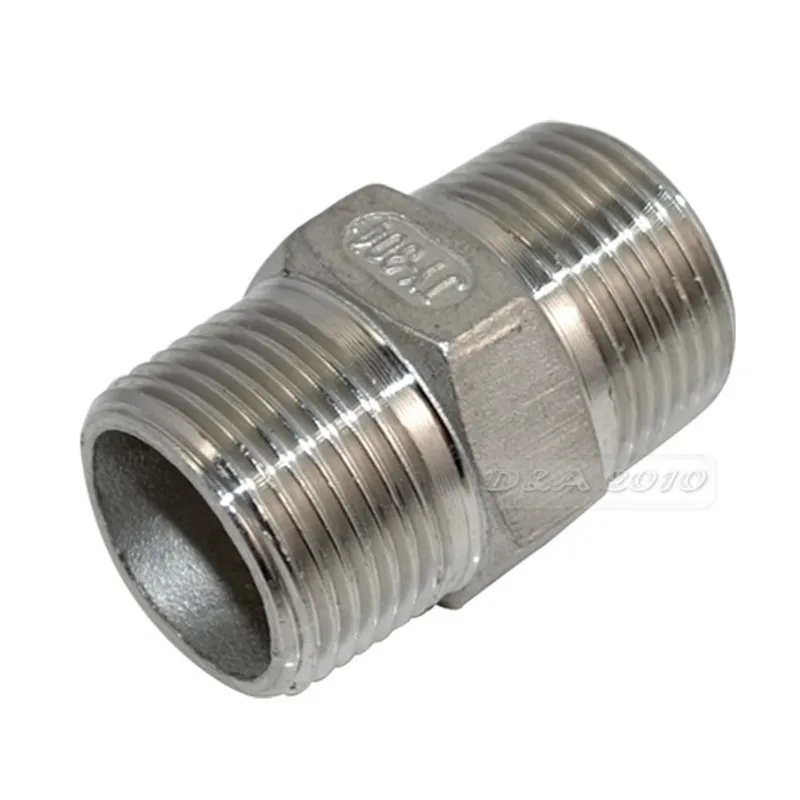 

MEGAIRON Male Straight Hexagon Joint Nipple Pipe Connection 304 fittings Stainless Steel threaded 1/2" connector +ABC
