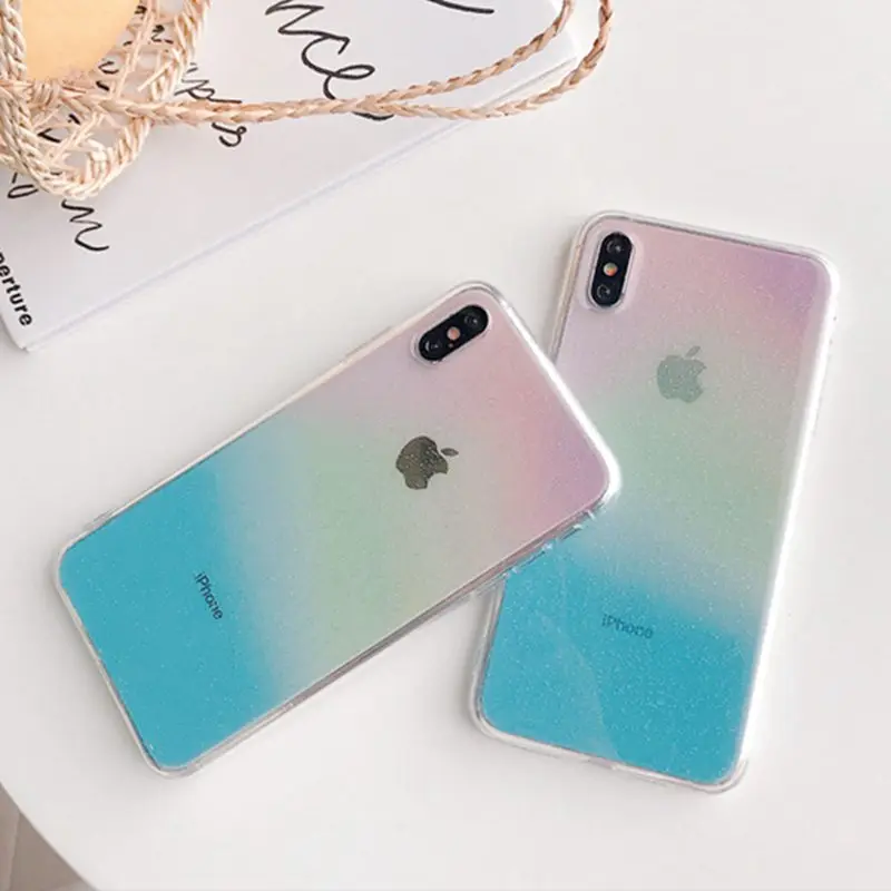 Градиентный Радужный чехол для iphone XS Max 7 8 plus прозрачный 6 6s XR X Plus Мягкий