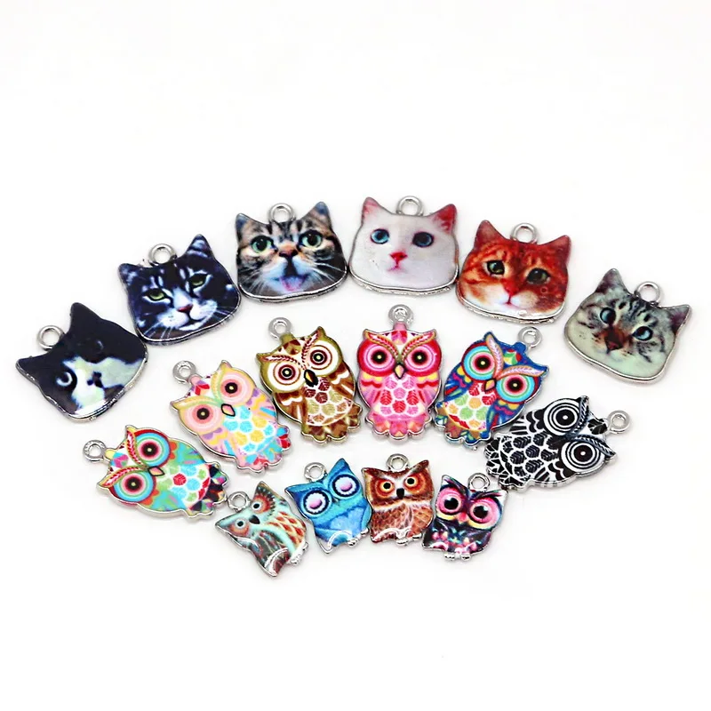 Подвески в виде животных кошек совы эмалированные подвески размер отверстия 1 5 2