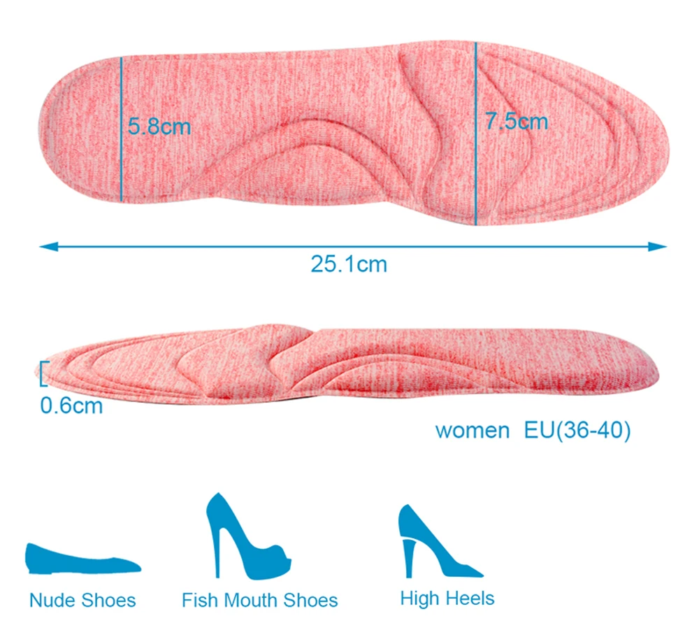 Деминьё Для женщин Memory Foam ортопедические стельки для Обувь на высоких каблуках