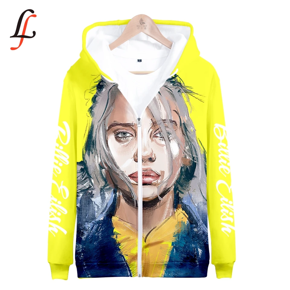 Женская толстовка на молнии Billie Eilish harajuku повседневная с объемной молнией