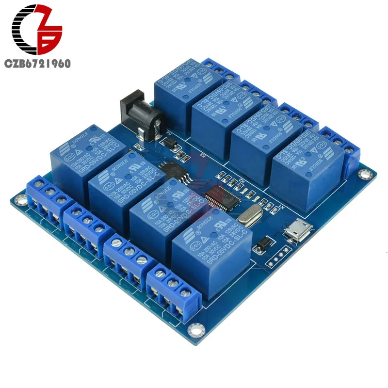 8-канальный релейный модуль DC 5V 10A плата Micro USB с индикатором ПК верхний компьютер