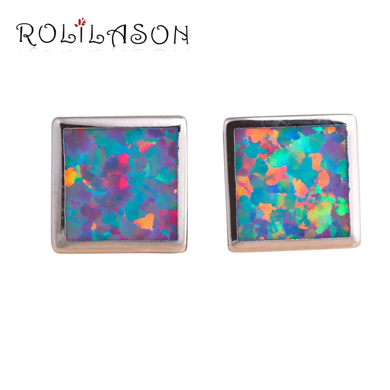 Rolilason стильный квадратный Стиль оранжевый и зеленый огненный опал подарок на