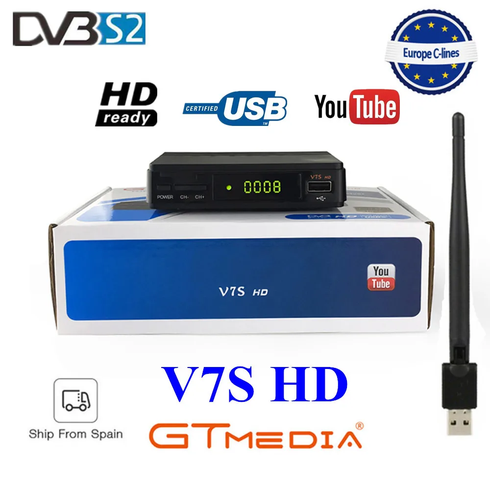 GTMedia V7S HD спутниковый ресивер DVB-S2 V7S HD Full 1080P+ USB wifi+ 2 года Cline CCCAM Upgrade Freesat V7 Receptor Sat tv Box