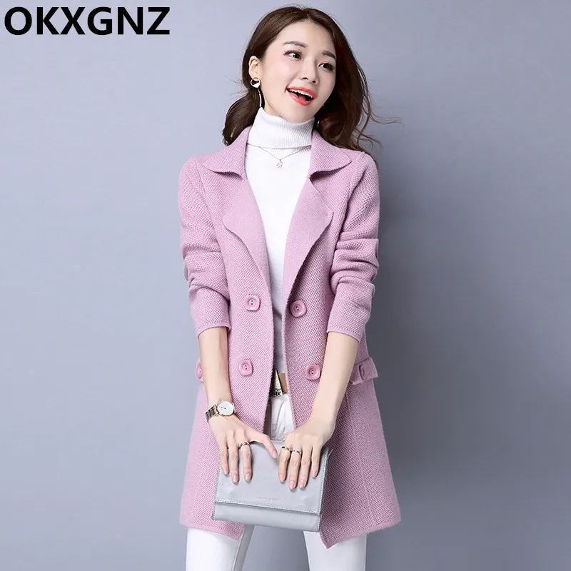 

2019 Women's Autumn Winter Cardigan Sweater and Long Casual Female Knitted Cardigans Outerwear Loose Sweaters Jackets Tops M175