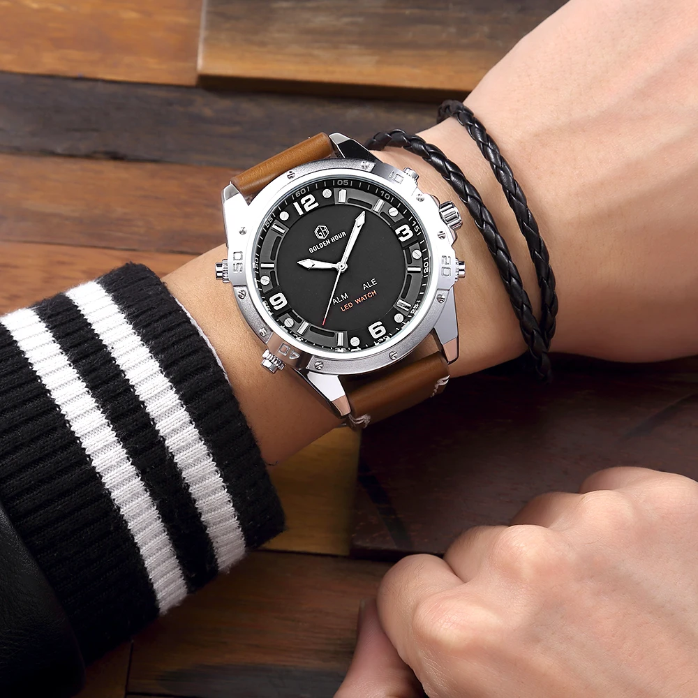 Мужские наручные часы Reloj Hombre GOLDENHOUR спортивные для мужчин Лидирующий бренд