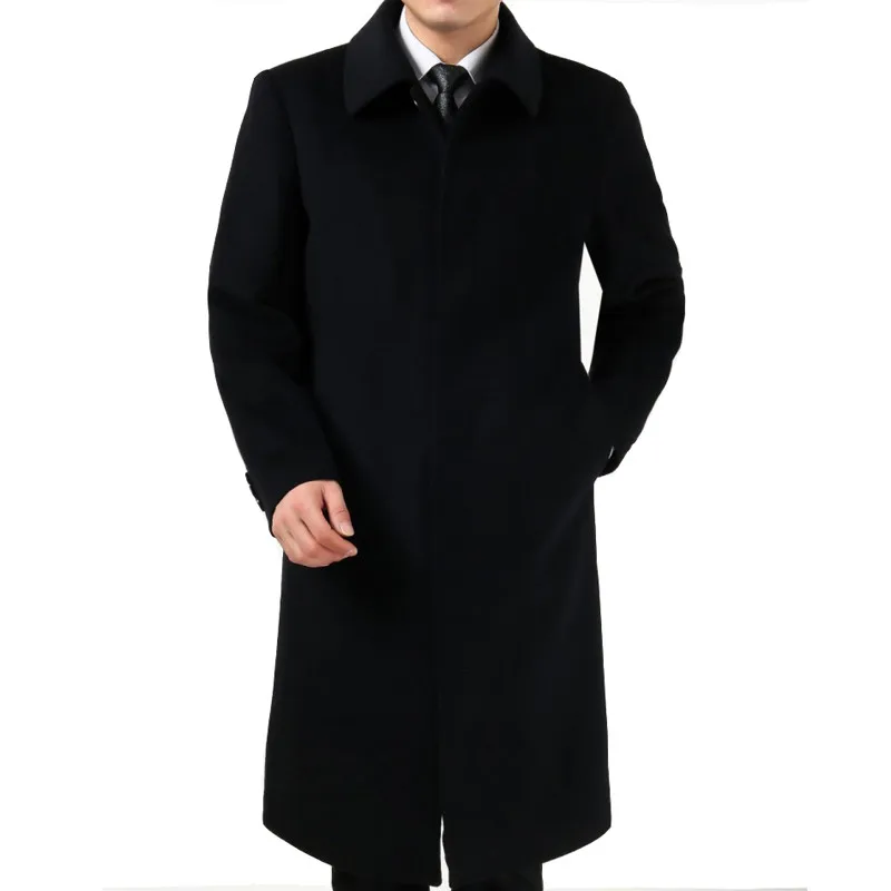 Tcyeek, зимние мужские длинные пальто, 3XL, мужские шерстяные куртки, кашемировое пальто, деловая повседневная шерстяная и Смешанная куртка, пальто, HH146 - Цвет: black