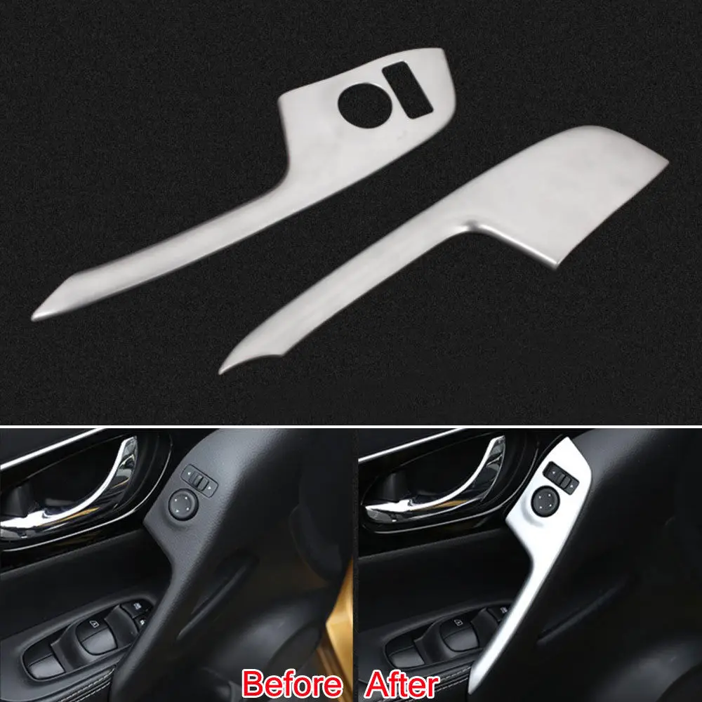 

Декоративная ручка для передней двери автомобиля, кнопка для подъема окна, ручка, крышка, отделка, стикер, ABS, подходит для 2016 Qashqai