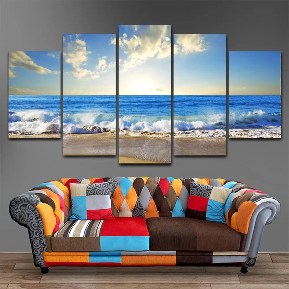 

Drop shipping 5 Panel Wall Art Pictures Canvas Painting abstract canvas poster painting decoration for living room LW163