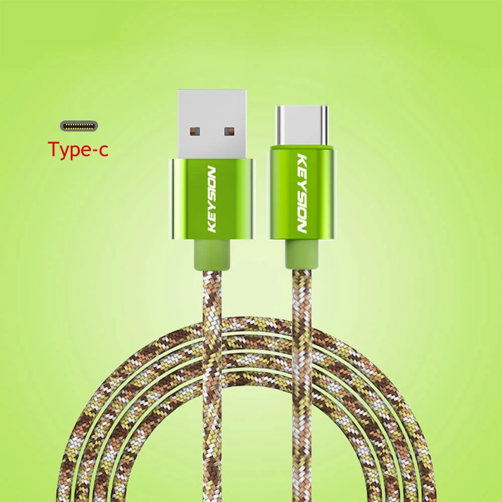 Зеленый KEYSION usb type-C кабель для samsung S10 S9 S8 Быстрая зарядка мобильного телефона зарядный провод USB C кабель для Xiaomi Mi 9T redmi k20 Pro - Цвет: Зеленый
