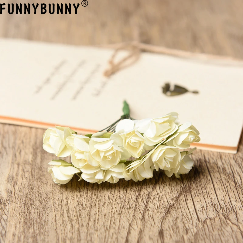 FUNNYBUNNY 1 пачка 12 шт миниатюрные Искусственные цветы бумажный цветок Роза