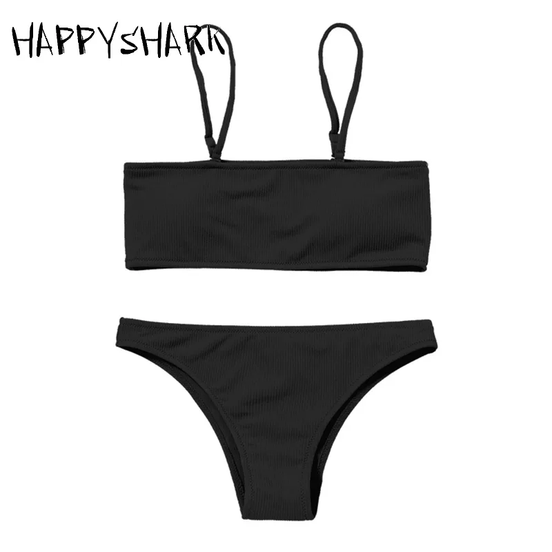 HAPPYSHARK новинка 2018 года бикини бандо женский купальник из ткани в полоску
