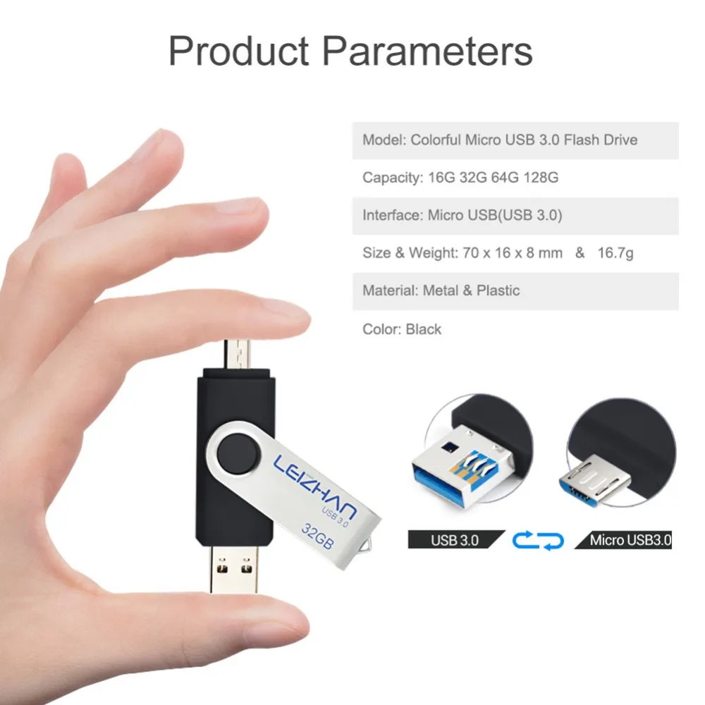 

LEIZHAN 128 gb usb flash drive 3.0 micro pendrive high speed 64gb 32gb 16gb 8gb android memory stick fast data transfer saver
