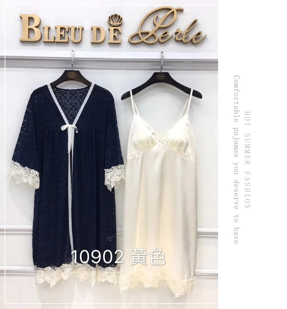 Пижамные комплекты для женщин кружевная атласная пижама летняя ночная рубашка