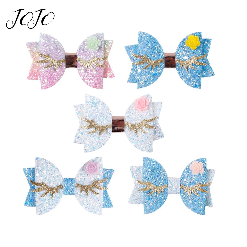 

JOJO BOWS 1pc DIY Craft Supplies Sparkly Chunky Glitter Bows For Crafts Mermaid Flower Girl Hair Clip Headwear Hair Accessories