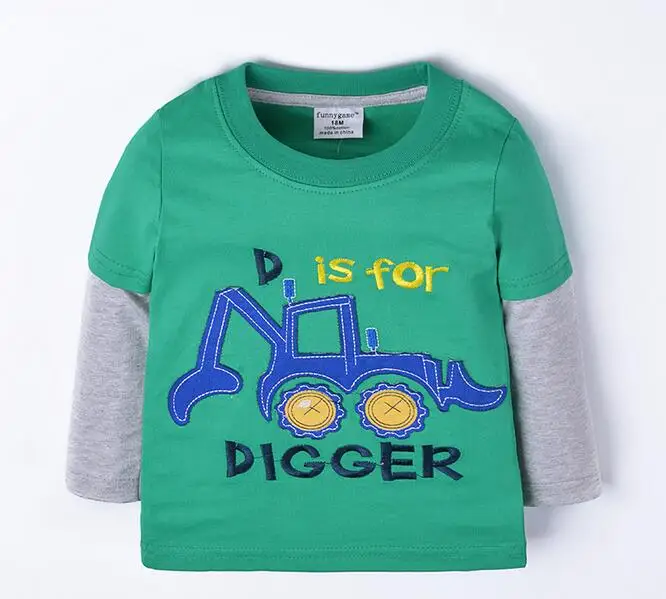 Дети одежда мальчики 2017 новый длинным рукавом мальчиков майка 100% двойной хлопок 6