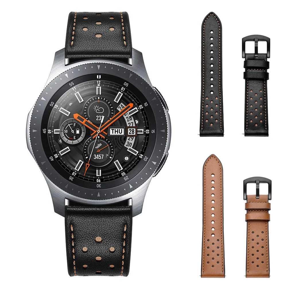 Кожаный ремешок для часов 20 мм 22 мм для samsung Galaxy Watch 46 мм gear S3 S2 быстросъемный ремешок для часов samsung Galaxy Watch 42 мм