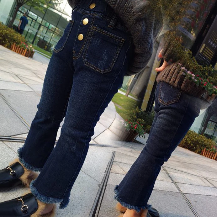 2017 зимние ботинки для маленьких девочек штаны джинсы бархатные эластичные