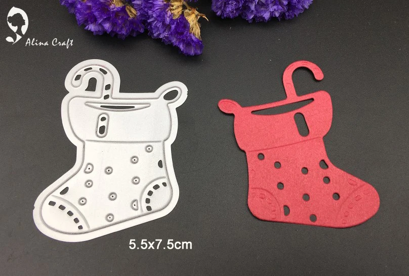 Рождественский чулок носки режущие штампы трафарет для альбома скрапбукинга