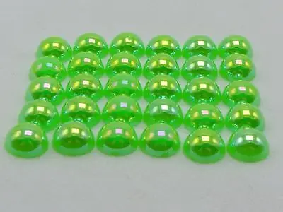 

500 Soft Green Luster AB Acrylic Round Half Pearl 8mm FlatBack Beads Scrapbook