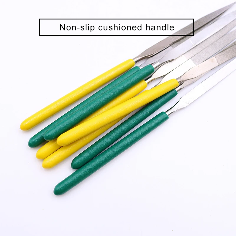 10 pcs 140mm ultrathin diamond coated needle file willow leaf double sided mini metal polishing single side |