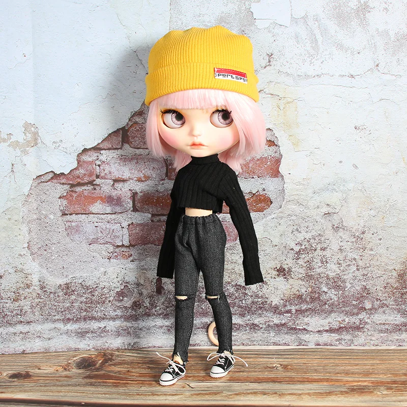 Одежда для куклы DBS Blyth футболка в стиле хип-хоп с длинным рукавом джинсовая шапка