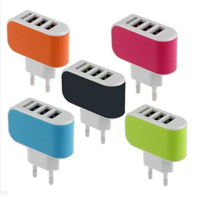 Зарядное устройство для телефона EU Plug 3 порта светодиодный легкое зарядное usb 5 в 2A